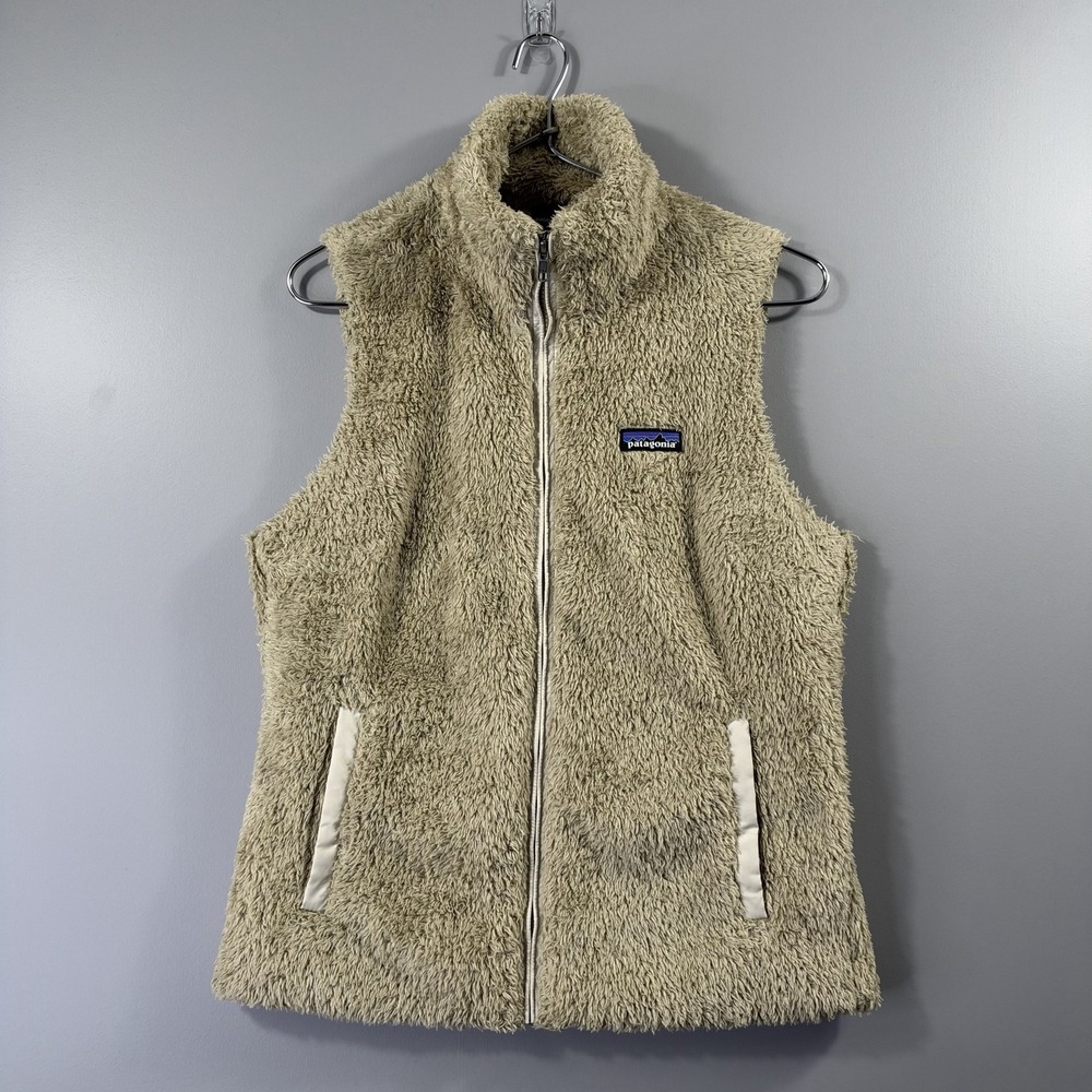 Patagonia Los Gatos Fleece Vest Womens Medium Beige Sherpa Full Zip Outdoor